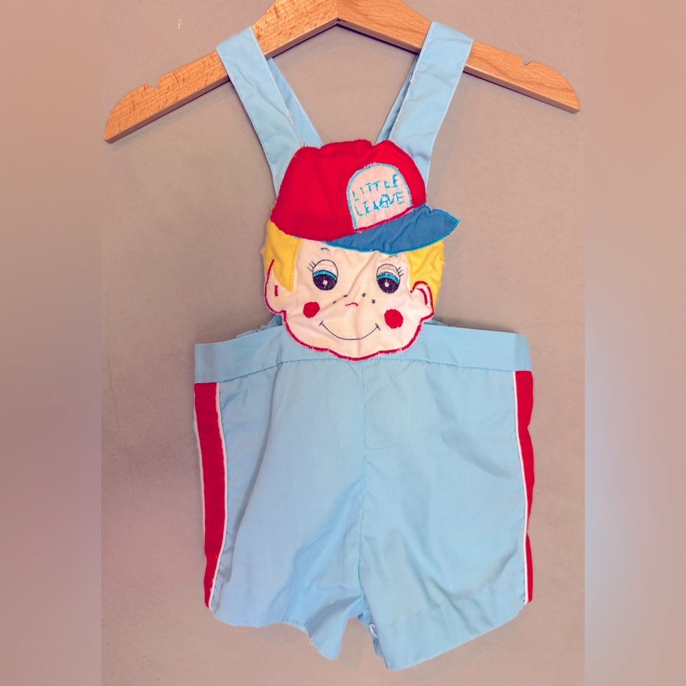 Vintage Little League romper shortalls 12-18 months